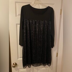 WOMEN’s 1X SHEIN black and silver A-line dress